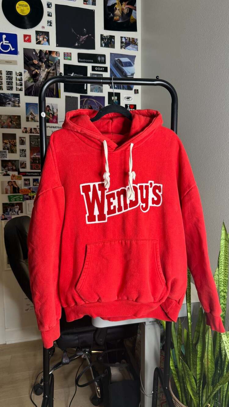 Maybe Crazy Wendy's Red Pullover Hoodie with Chenille Logo